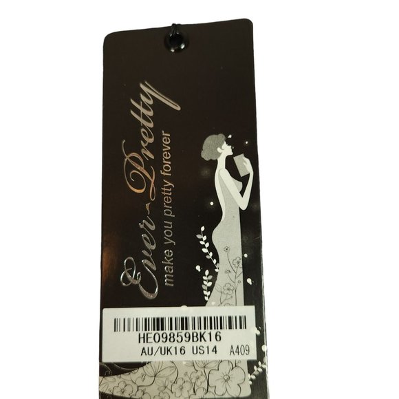 Ever Pretty Womens Maxi Dress Size‎ 14 Black Butterfly Print Short Sleeve NEW - Picture 6 of 12